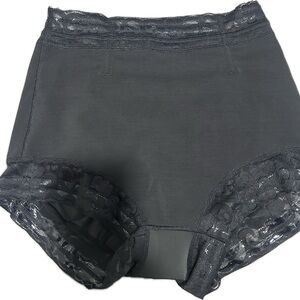 Black High-Waisted Panties with Lace Trim